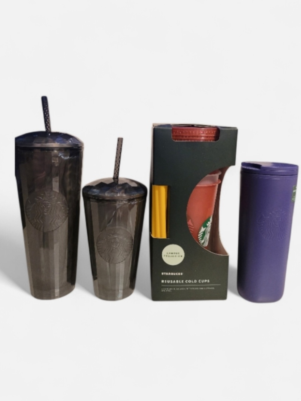 Starbucks Reusable Cups Set - Black, Red, Purple